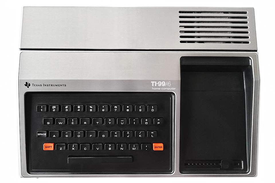 a top down view of a texas instruments 99/4A computer.
